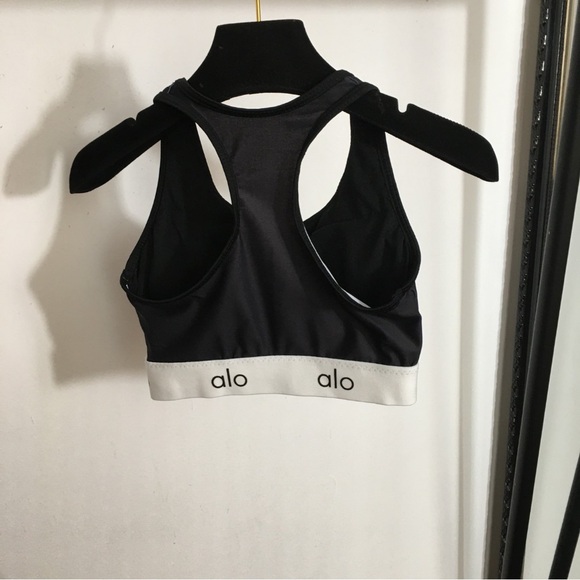 ALO Yoga Black Leggings with White Trim - Picture 7 of 8